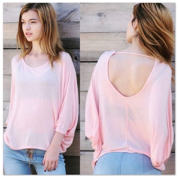 Pink Open Back Dolman Top! - Picture 2 of 5